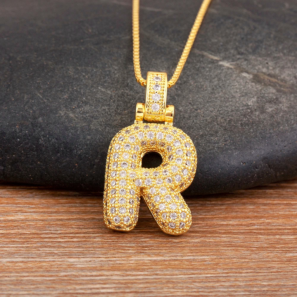 Collana regolabile con lettera scintillante A-Z Design unisex