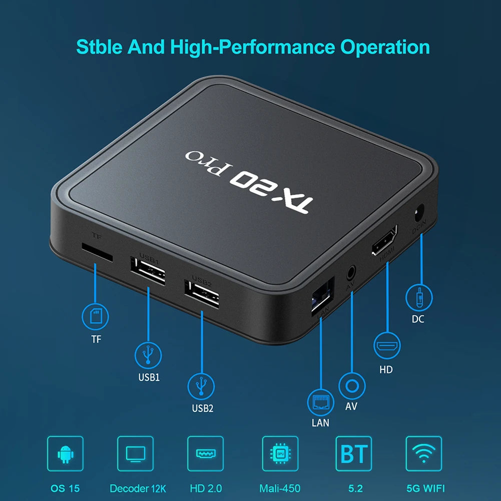 š„ Smart TV Box Android 15.0 | 4K HDR & 8K Decodifica | WiFi Dual-Band + BT5.2 | Allwinner H313 Quad Core