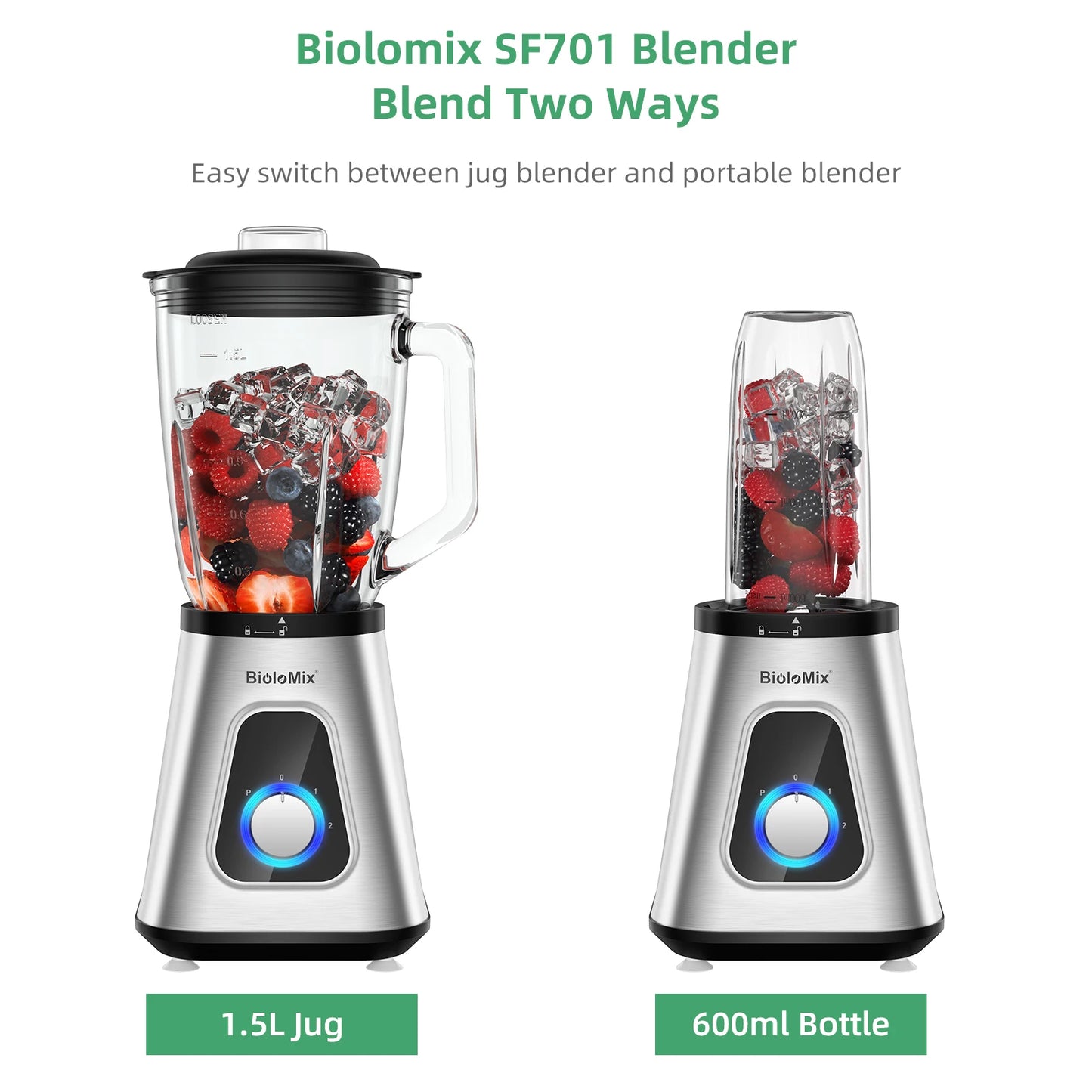 🚀 Frullatore Professionale 1300W | Vetro Rinforzato 1.5L | Per Smoothie Ghiacciati, Salse & Frullati Proteici | Lame in Acciaio 6L