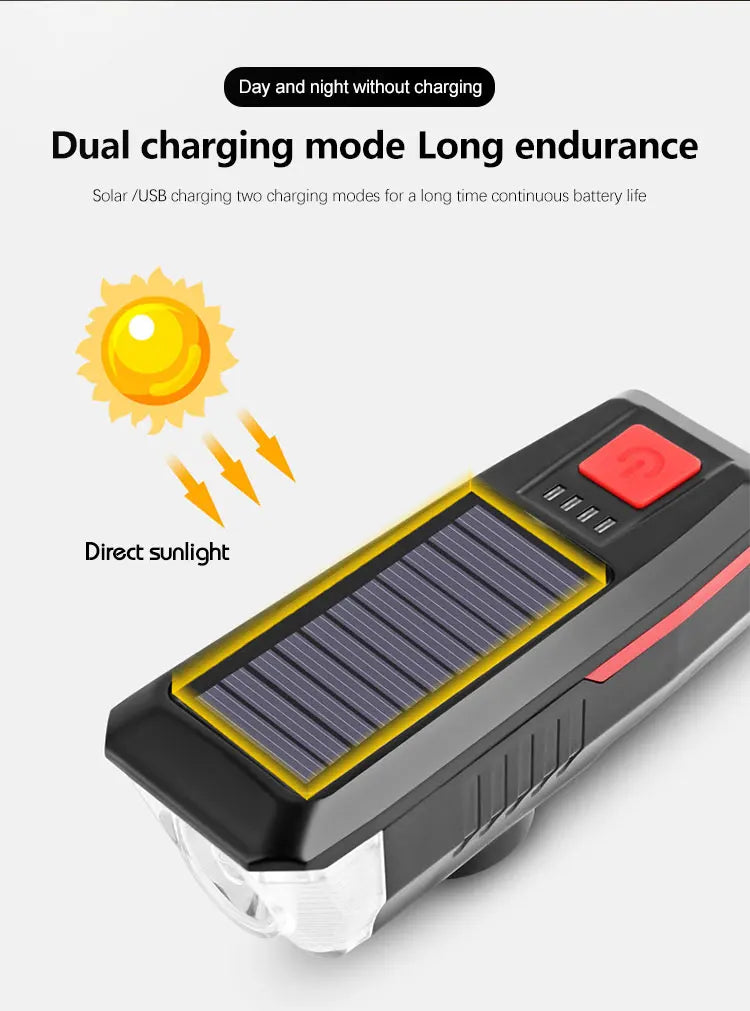 Luce Bici USB Ricaricabile - Frontale MTB/Strada, Torcia  Clacson, Display Batteria