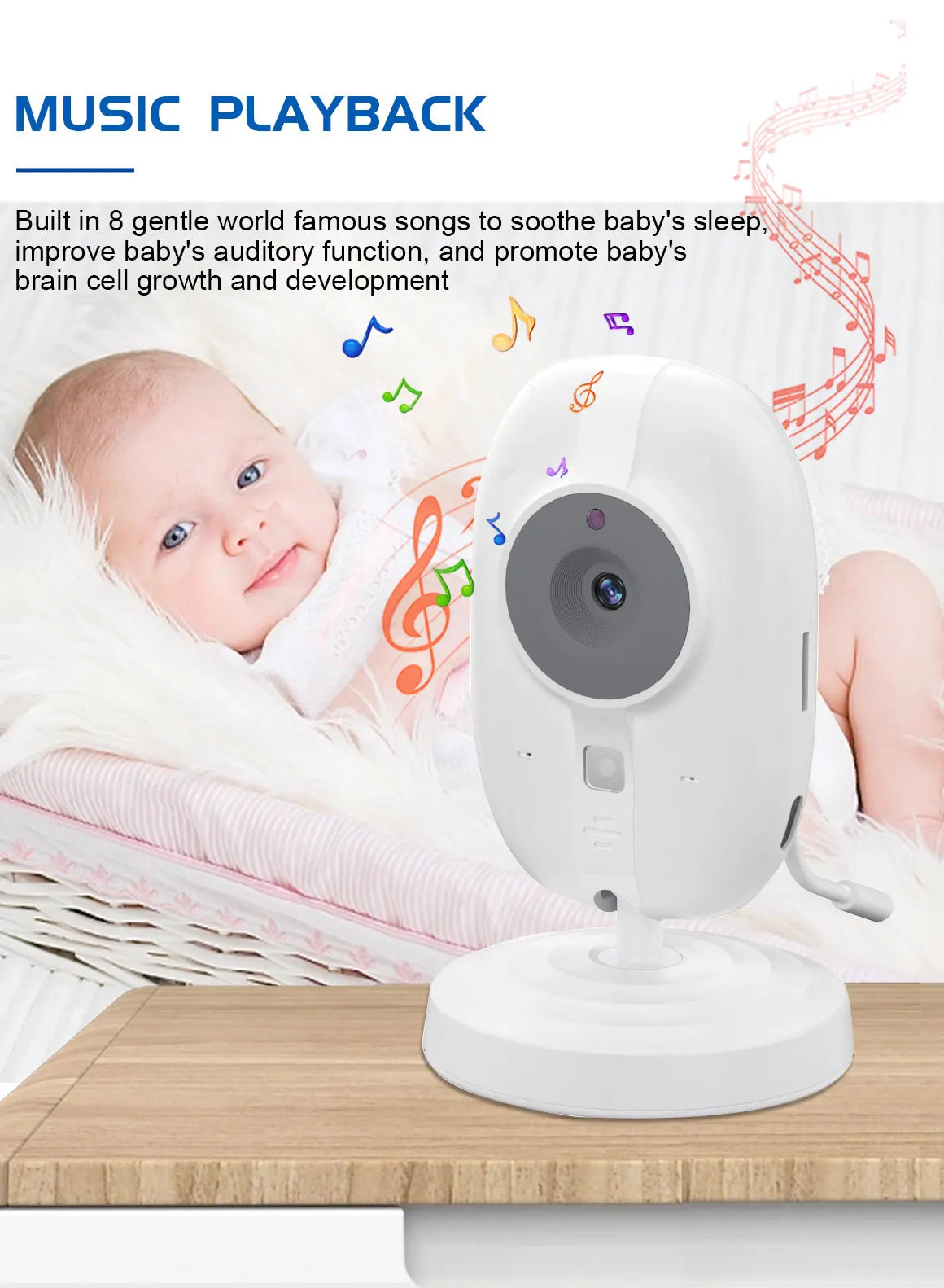 Baby Monitor 3.5'' HD con Visione Notturna, 2 Vie Audio, Sensore Temperatura