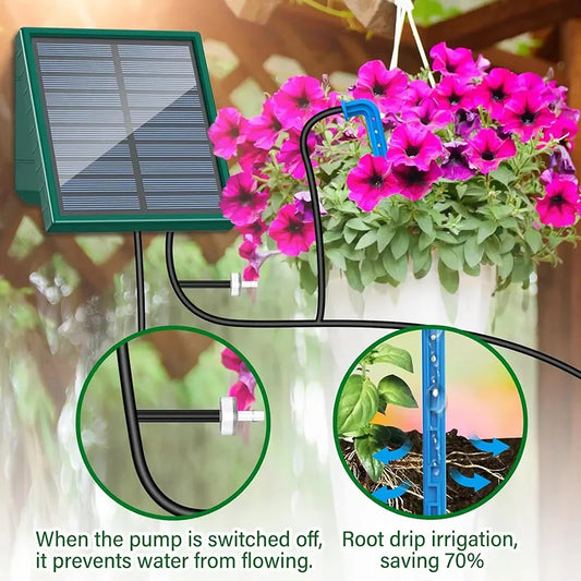 π Sistema di Irrigazione a Goccia Solare Automatico - Per Giardini, Balconi e Piante Indoor