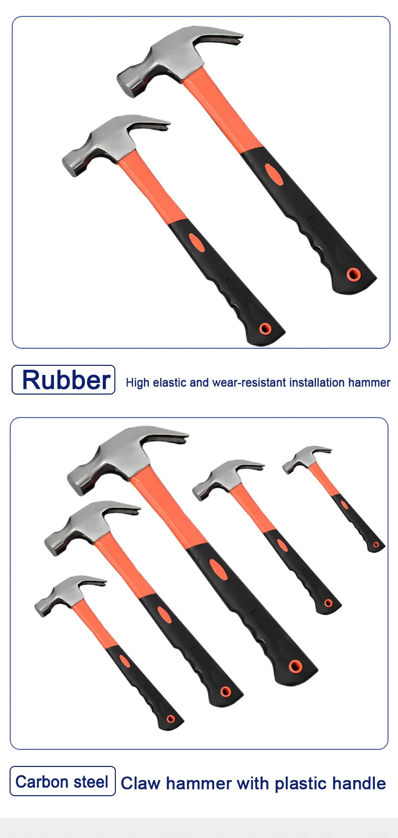 Martello ad Artiglio Professionale - Manico in Fibra di Vetro Antishock + Impugnatura Antiscivolo