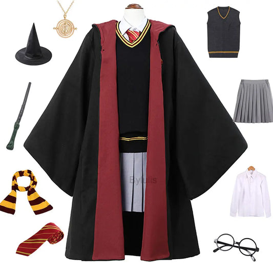 🧙♀️ Costume da Mago per Donne e Ragazze - Mantello e Toga Stile Scuola di Magia, Per Halloween e Cosplay!