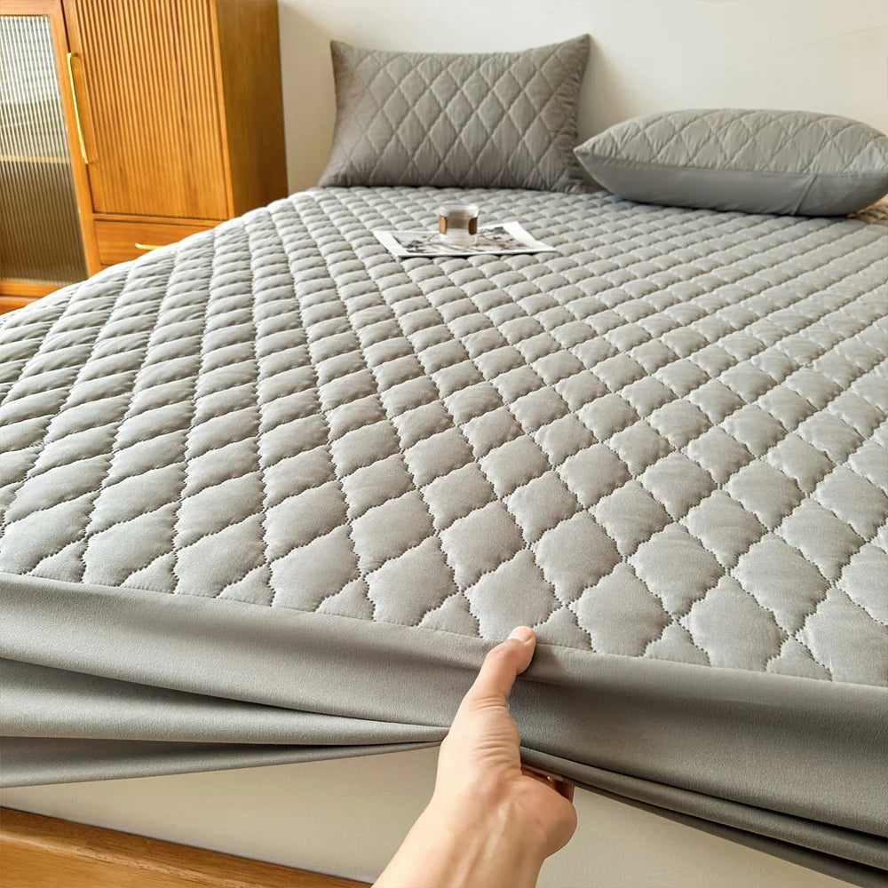 Coprimaterasso Impermeabile con Angoli - Bianco/Grigio - Tutte le Misure!