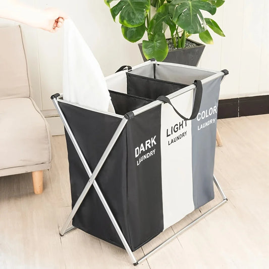 Cestello Lavanderia XXL Pieghevole 3 Scomparti - Organizza Casa & Lavanderia!
