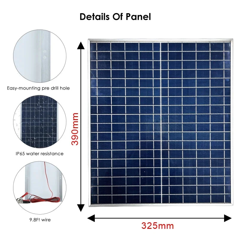 Pannello Solare 500W/1000W 12V - IP65 Impermeabile con Controller 100A e USB