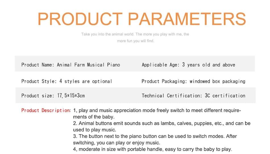 Pianoforte Bambini con Suoni Animali+ Luci - Giocattolo Musicale Educativo Regalo