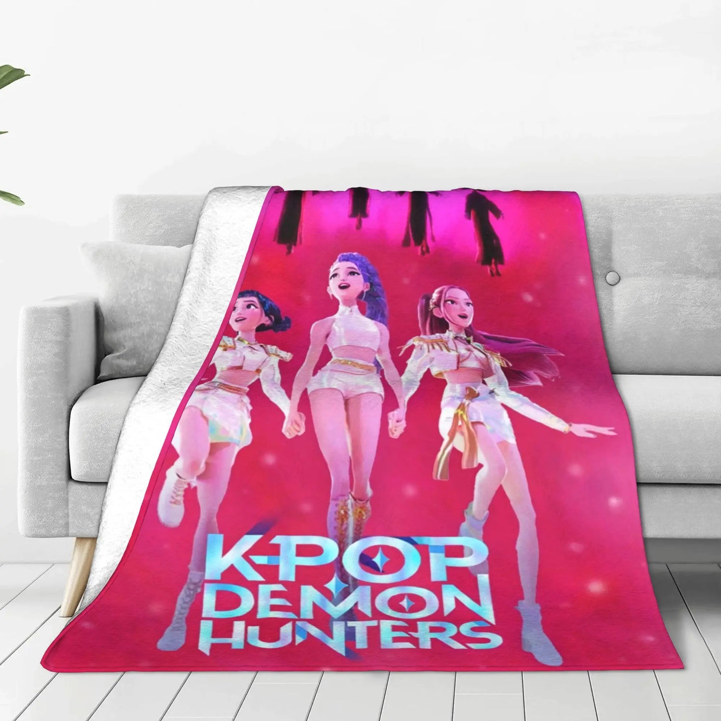 Coperta KPop Demon Hunters 100% Poliestere Peluche, 150x100cm, Inverno Regalo Natale