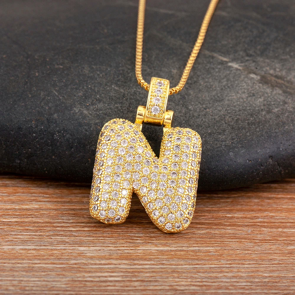 Collana regolabile con lettera scintillante A-Z Design unisex