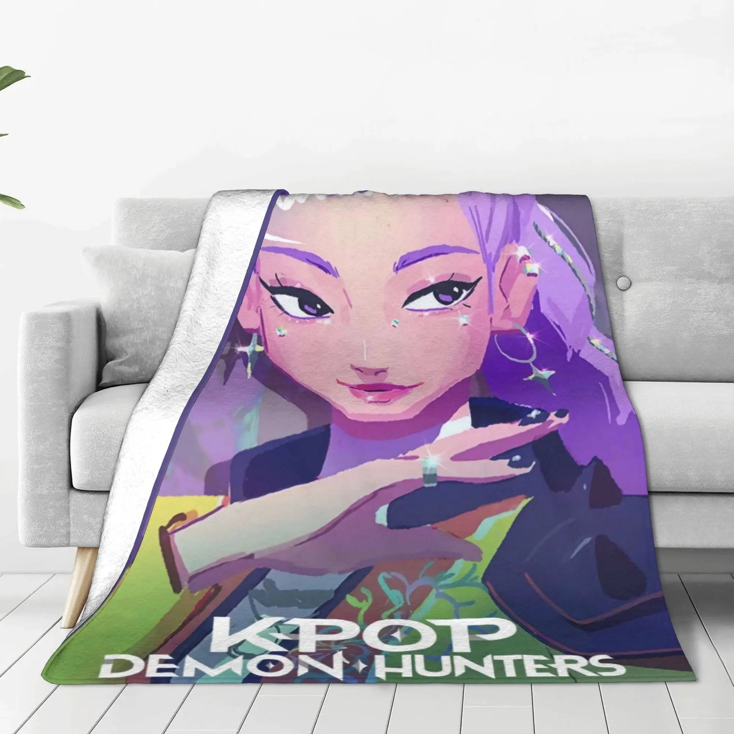 Coperta KPop Demon Hunters 100% Poliestere Peluche, 150x100cm, Inverno Regalo Natale