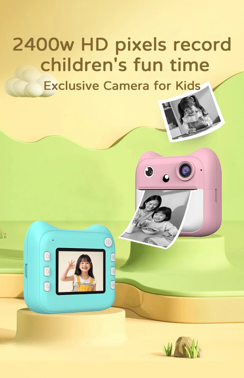 Stampante Instantanea per Bambini con Fotocamera - Gioco Educativo Rosa/Blu