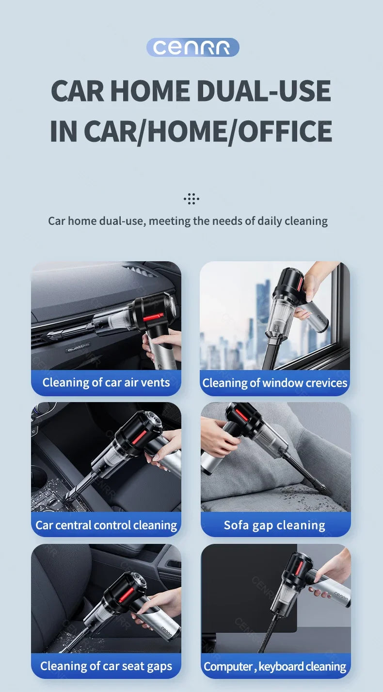 Aspirapolvere Auto Wireless PA Forte – Mini Potente Portatile per Auto/Casa