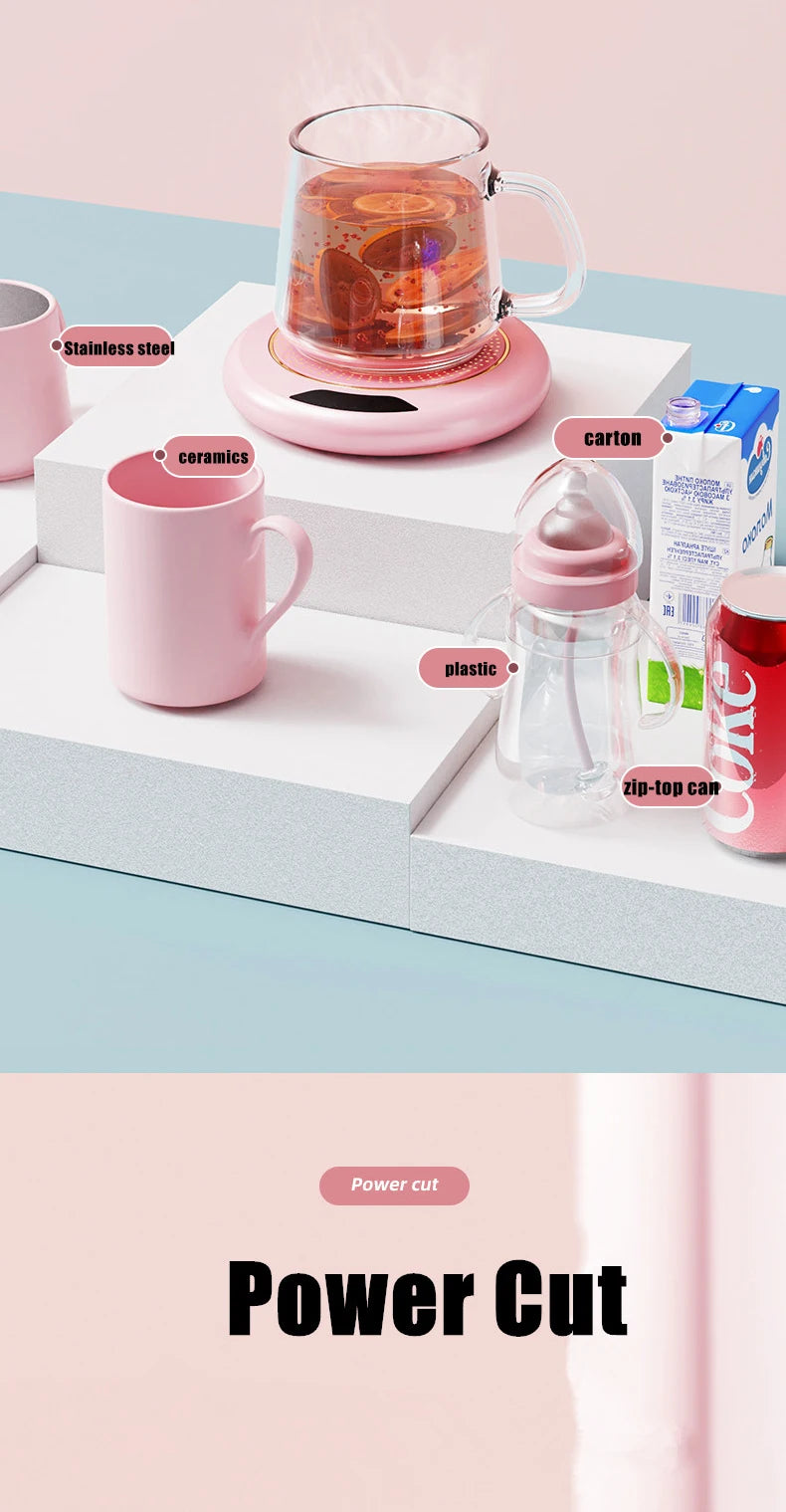 Sottobicchiere Termostatico USB - Riscaldamento Intelligente a 3 Velocità, Temperatura Costante 55°C