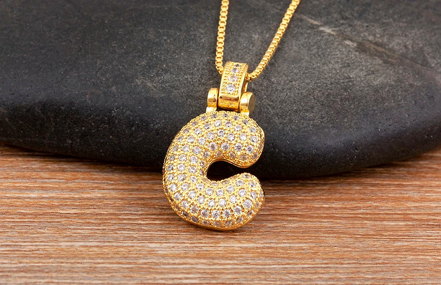 Collana regolabile con lettera scintillante A-Z Design unisex