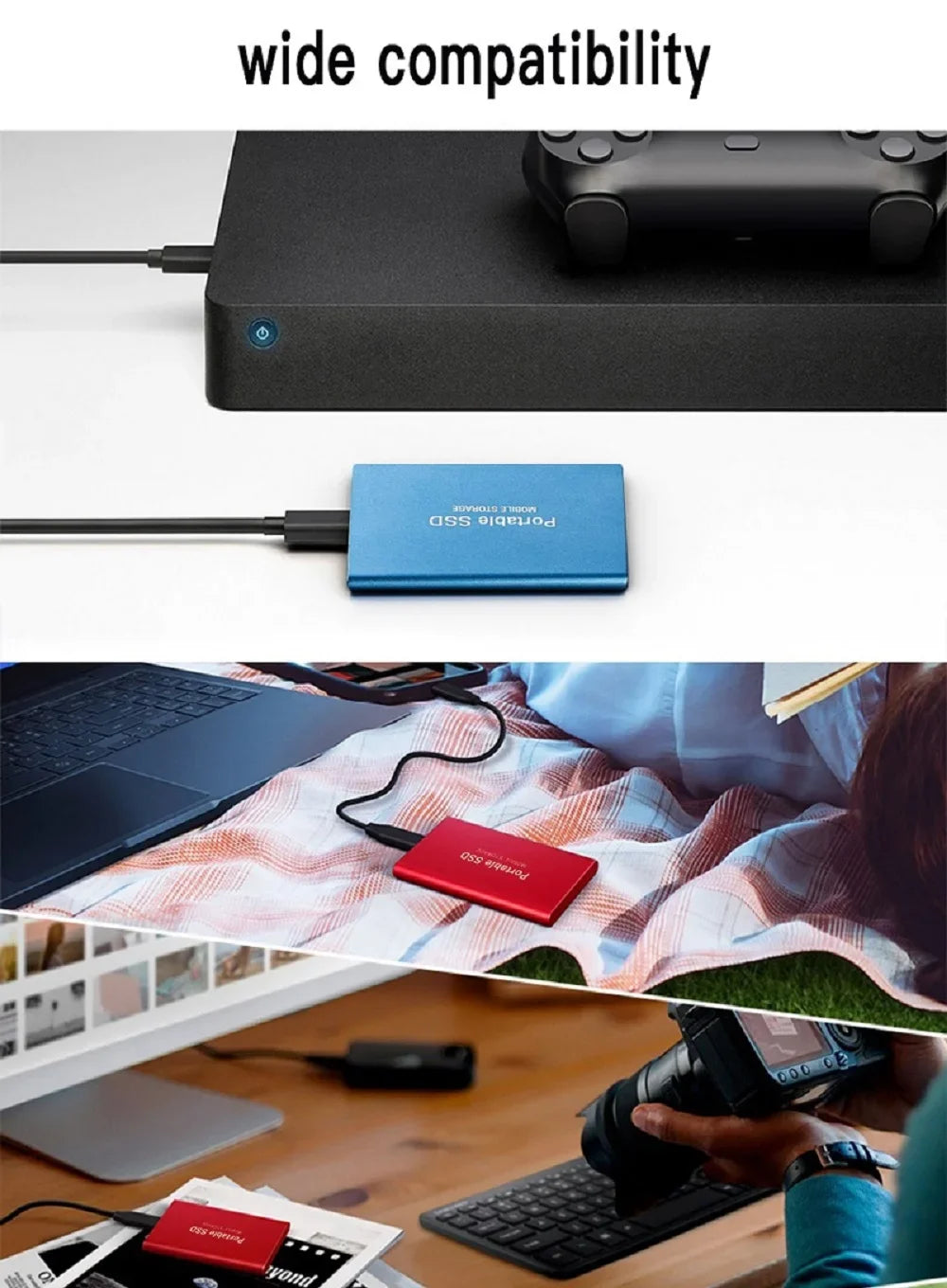 SSD Esterno Ultra Veloci Portabile Compatibile con PC/Mac/Phone!