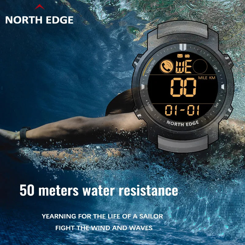 ⌚ NORTH EDGE Orologio Digitale Uomo - Impermeabile 50M, Cardio & Sport