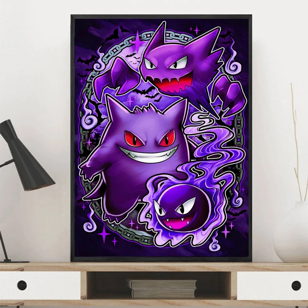 👻 Quadro Gengar Pokémon - Stampa Premium su Tela Senza Cornice