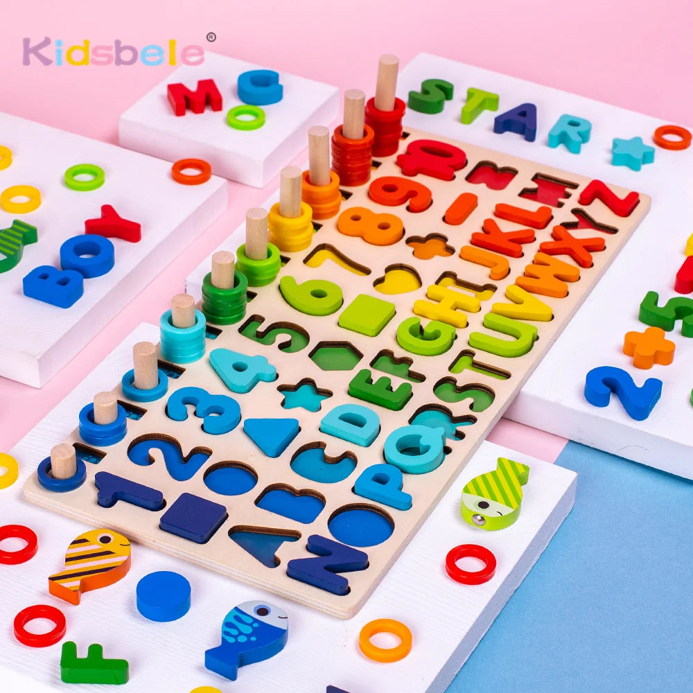 Set Educativo Legno - Puzzle, Conteggio, Pesca Magnetica Montessori 3+