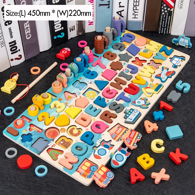 Set Educativo Legno - Puzzle, Conteggio, Pesca Magnetica Montessori 3+