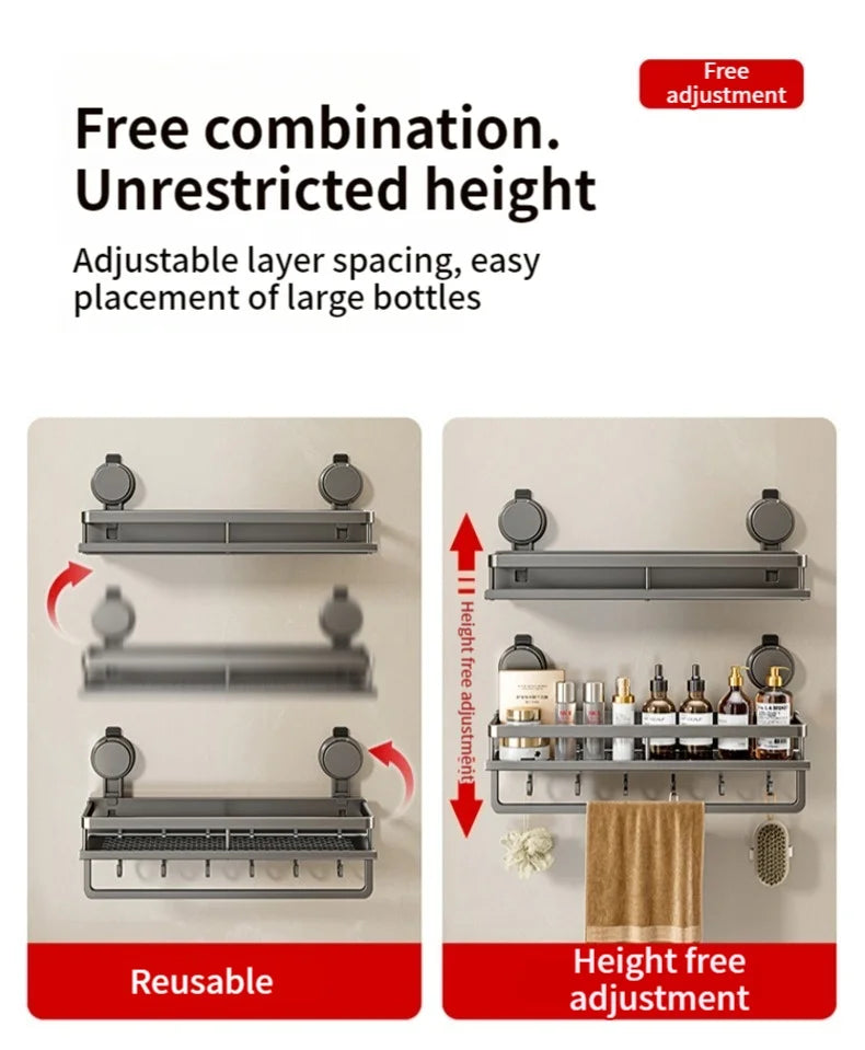 Portaoggetti da Parete Senza Trapano – 5 Secondi e il Tuo Bagno è in Ordine