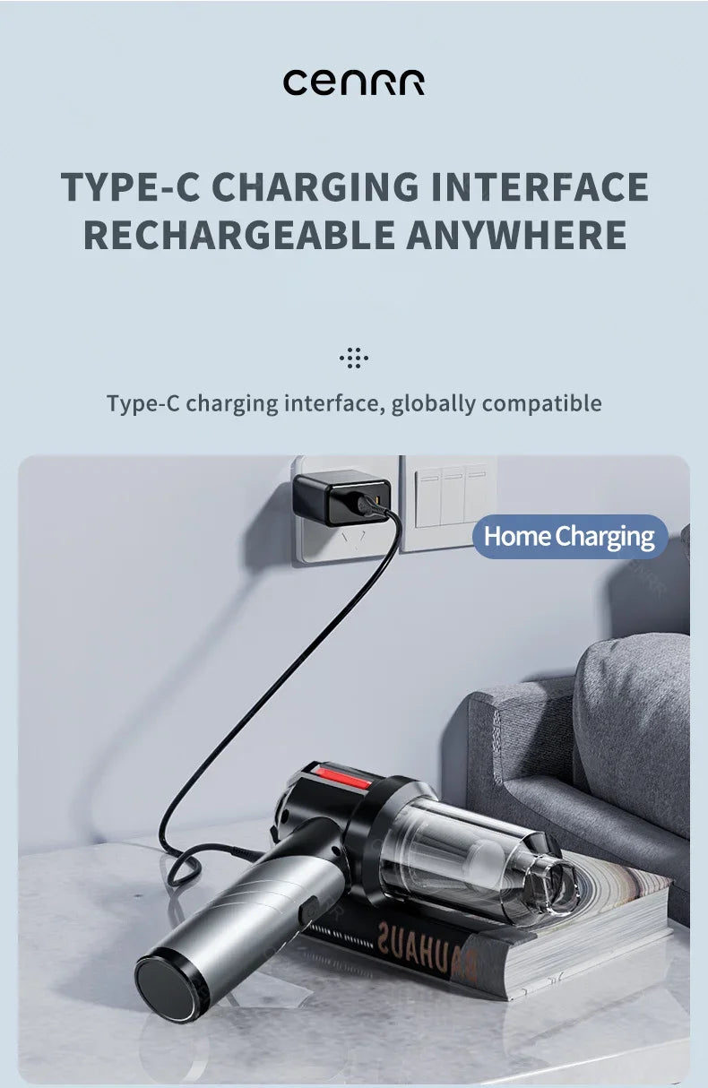 Aspirapolvere Auto Wireless PA Forte – Mini Potente Portatile per Auto/Casa