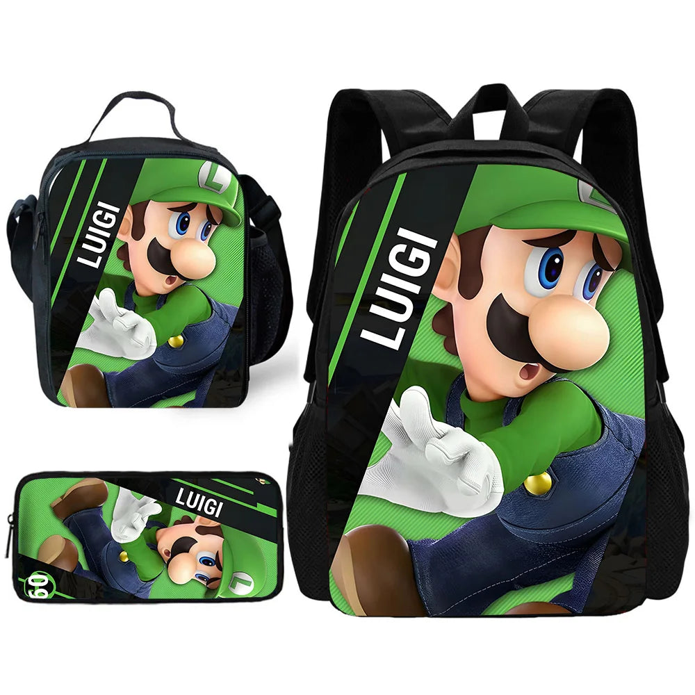 Set Scuola Super Mario - Zaino + Portapranzo + Astuccio - Regalo Bambini