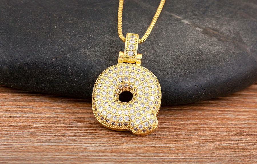 Collana regolabile con lettera scintillante A-Z Design unisex