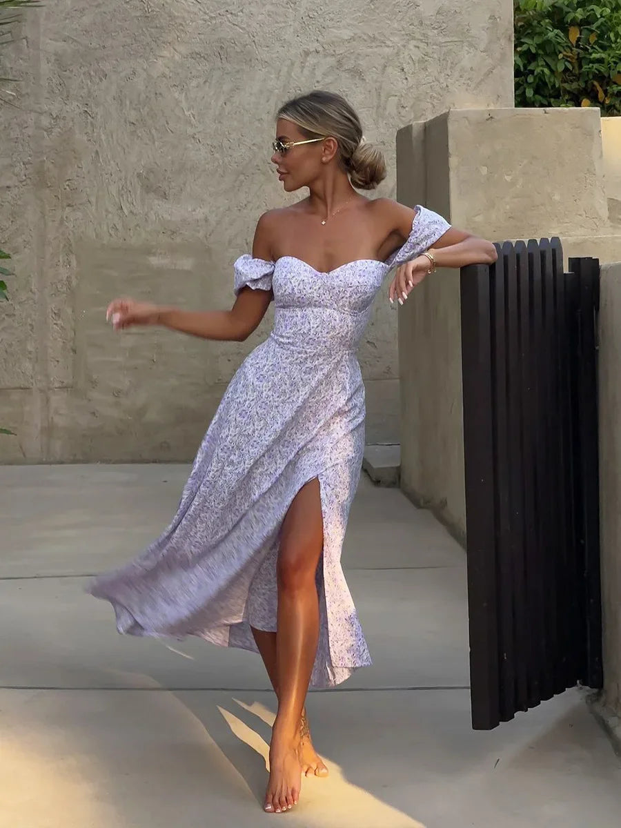 🌺 Vestito Donne Spalla Scoperta Floreale – Elegante e Sensuale per l’Estate