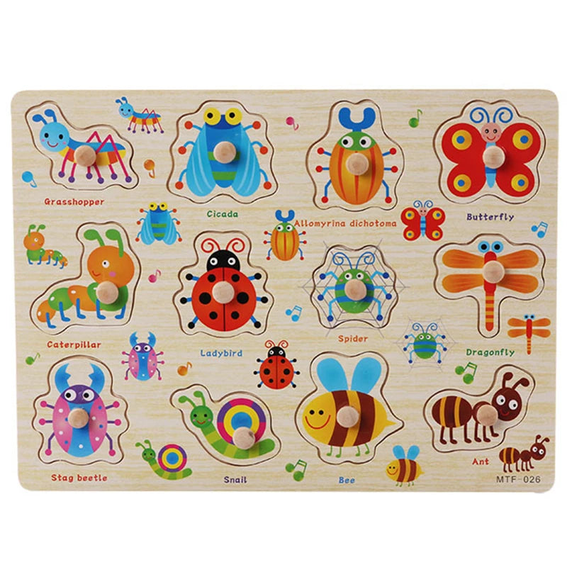 🧩 Puzzle Montessori in Legno per Bambini 1-3 Anni – Gioco Educativo per Imparare Divertendosi
