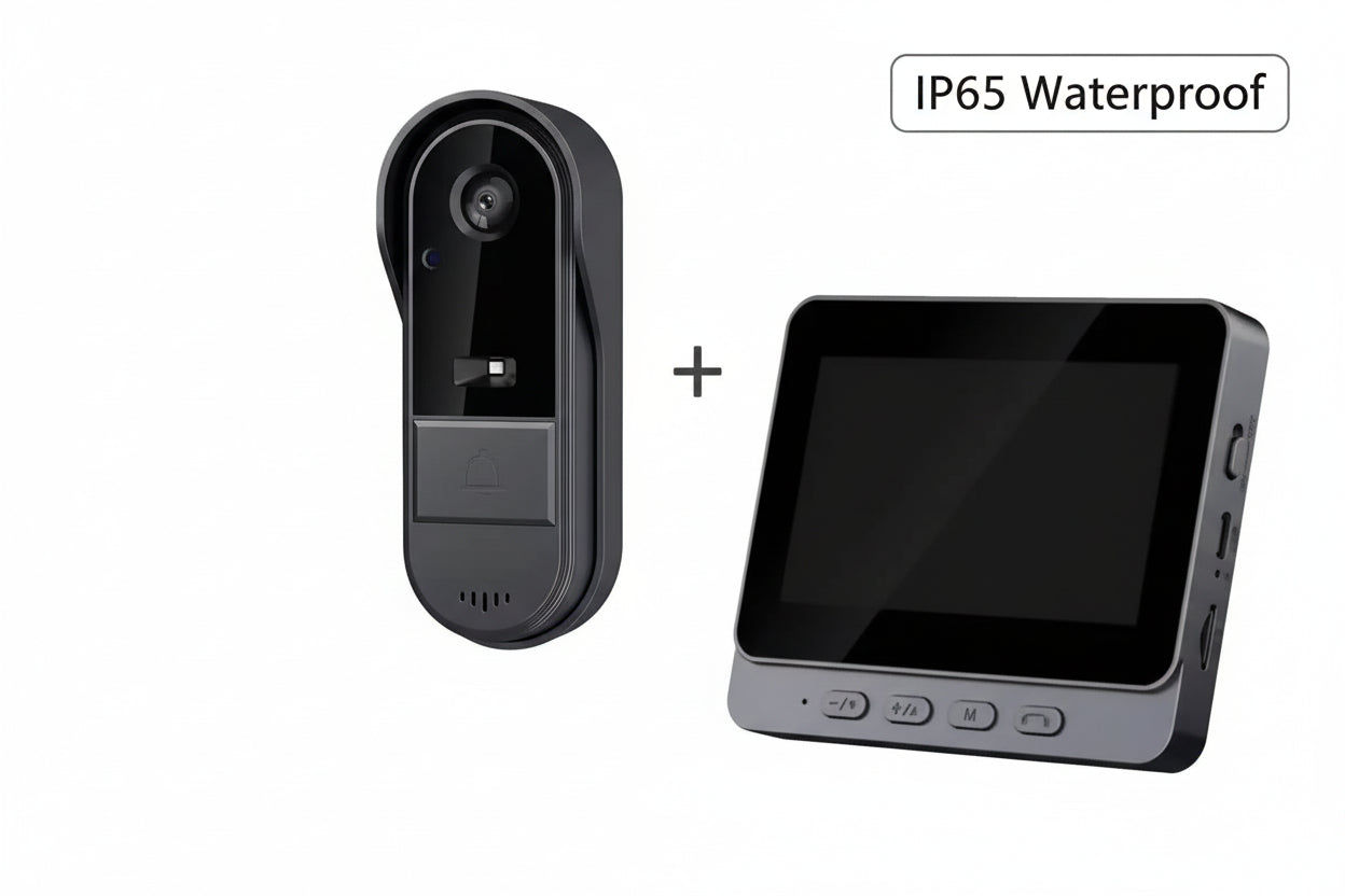Video Citofono Wireless con Campanello | Schermo IPS 4.3", Visione Notturna IR, Impermeabile | Campanello Visivo per Casa, Ufficio, Appartamento