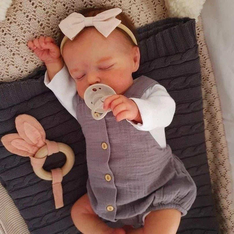 Bambola Reborn Rosalie - 46 cm Fatta a Mano, Pelle Realistica con Vene Visibili, Capelli Radicati, Addormentata - Regalo Perfetto