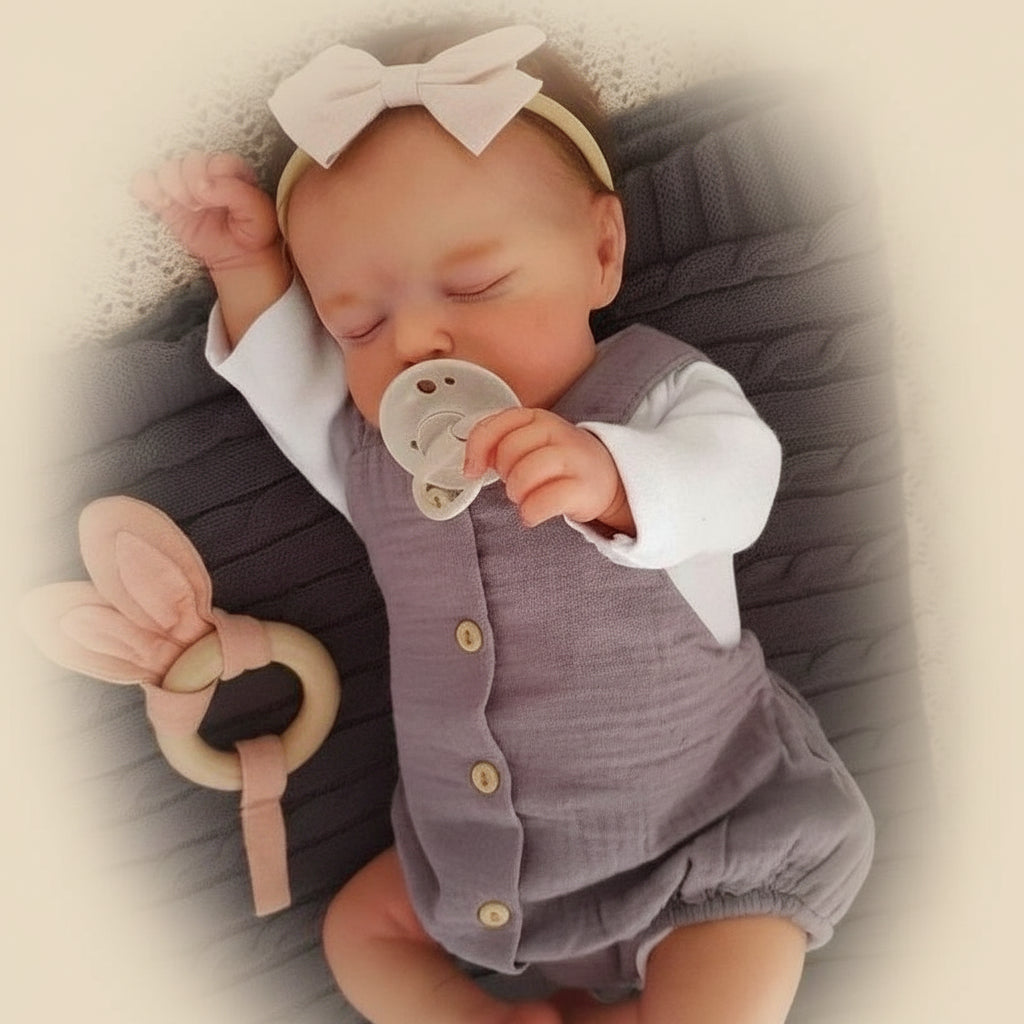 Bambola Reborn Rosalie - 46 cm Fatta a Mano, Pelle Realistica con Vene Visibili, Capelli Radicati, Addormentata - Regalo Perfetto