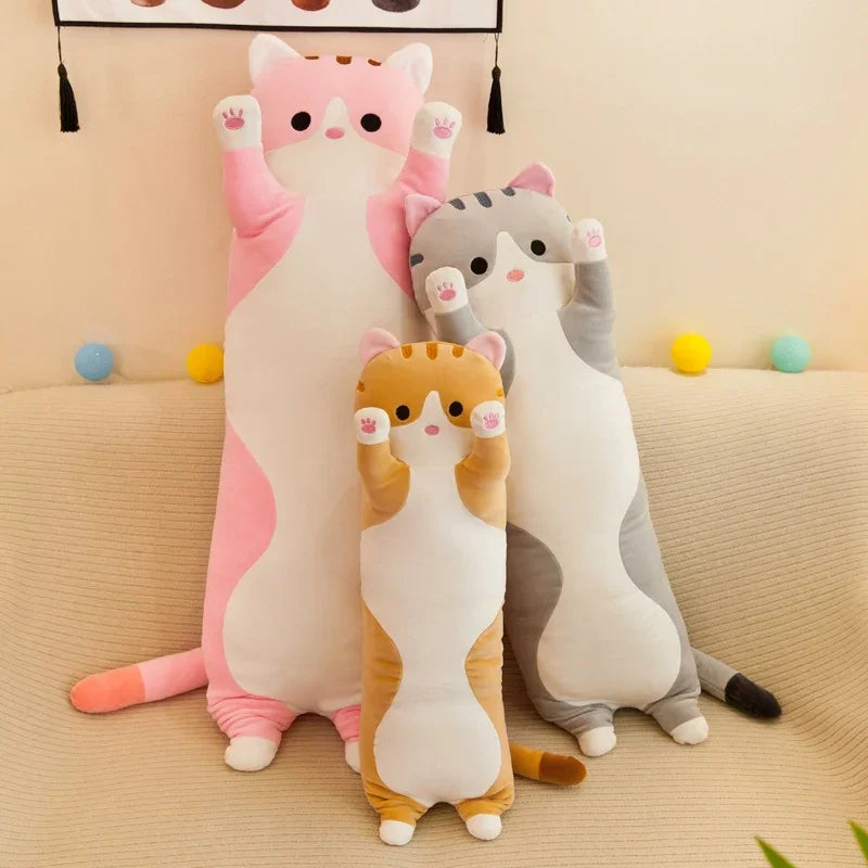 🐾 Cuscino Peluche Gatto Dormiente | Ultra-Squishy | Anti-Stress | Per Gambe e Abbracci