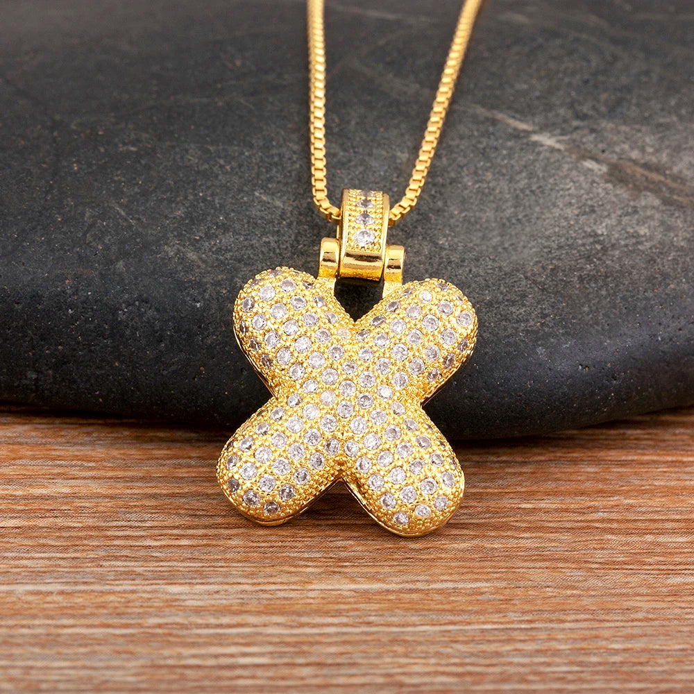 Collana regolabile con lettera scintillante A-Z Design unisex