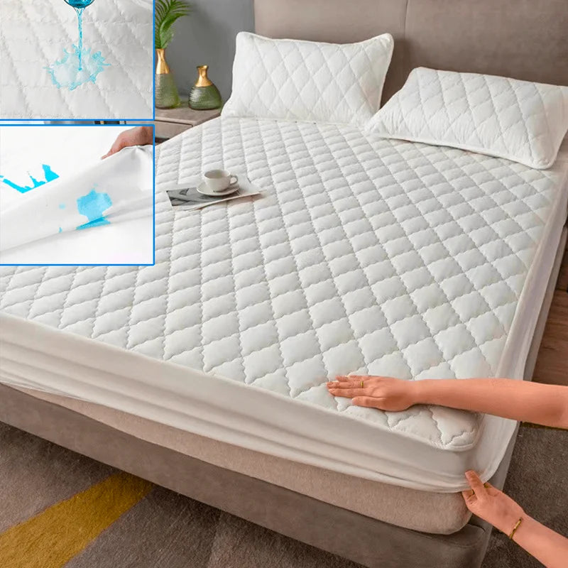 Coprimaterasso Impermeabile con Angoli - Bianco/Grigio - Tutte le Misure!