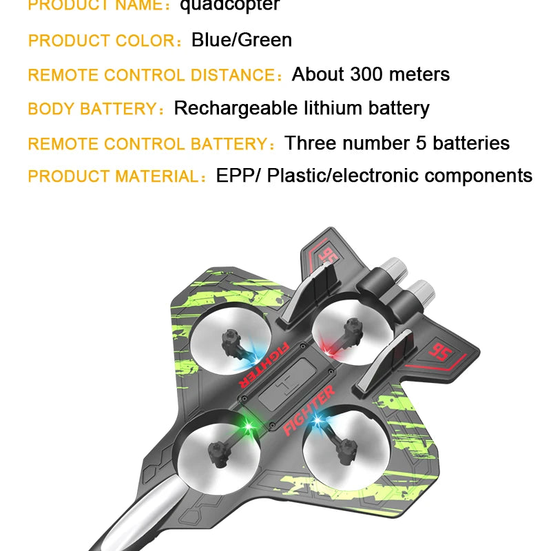 ✈️ Aliante RC 2.4G - Elicottero Acrobatico con Luci LED - Giocattolo Volante