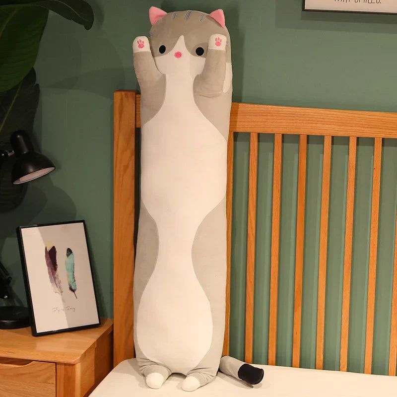 🐾 Cuscino Peluche Gatto Dormiente | Ultra-Squishy | Anti-Stress | Per Gambe e Abbracci