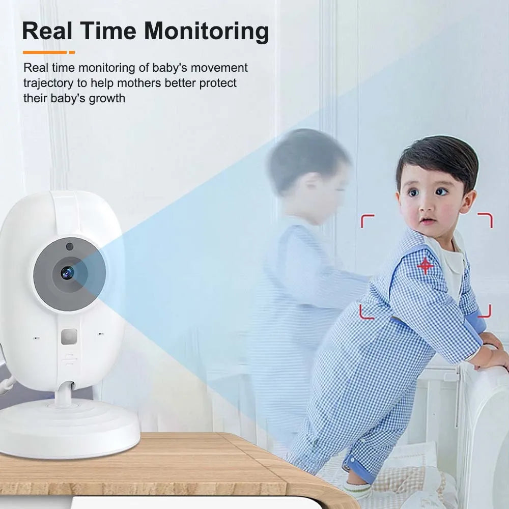Baby Monitor 3.5'' HD con Visione Notturna, 2 Vie Audio, Sensore Temperatura