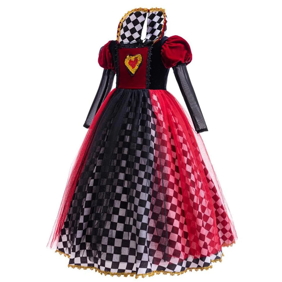 ♥️ Vestito Regina di Cuori per Bambina - Costume Alice nel Paese delle Meraviglie, Per Halloween e Feste!
