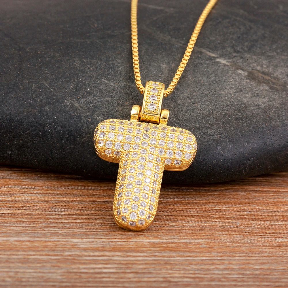 Collana regolabile con lettera scintillante A-Z Design unisex