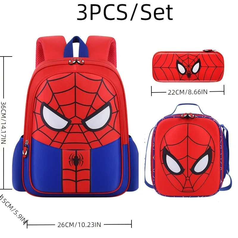 Set Spidey 3-in-1 Zaino Scolastico per Bambini - Leggero con Astuccio + Portapranzo