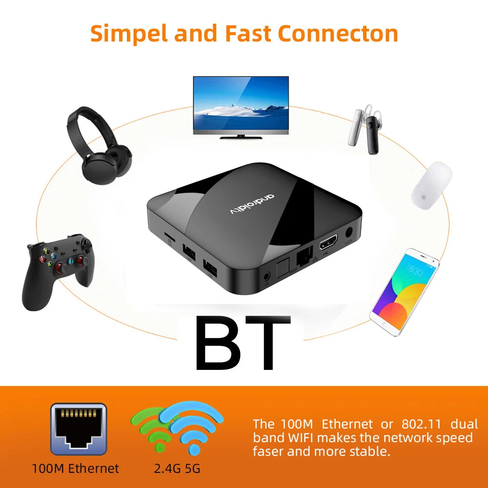 Android TV Box 14, 4+64GB, 8K, WiFi Dual-Band, BT 5.2, Voice Remote Control