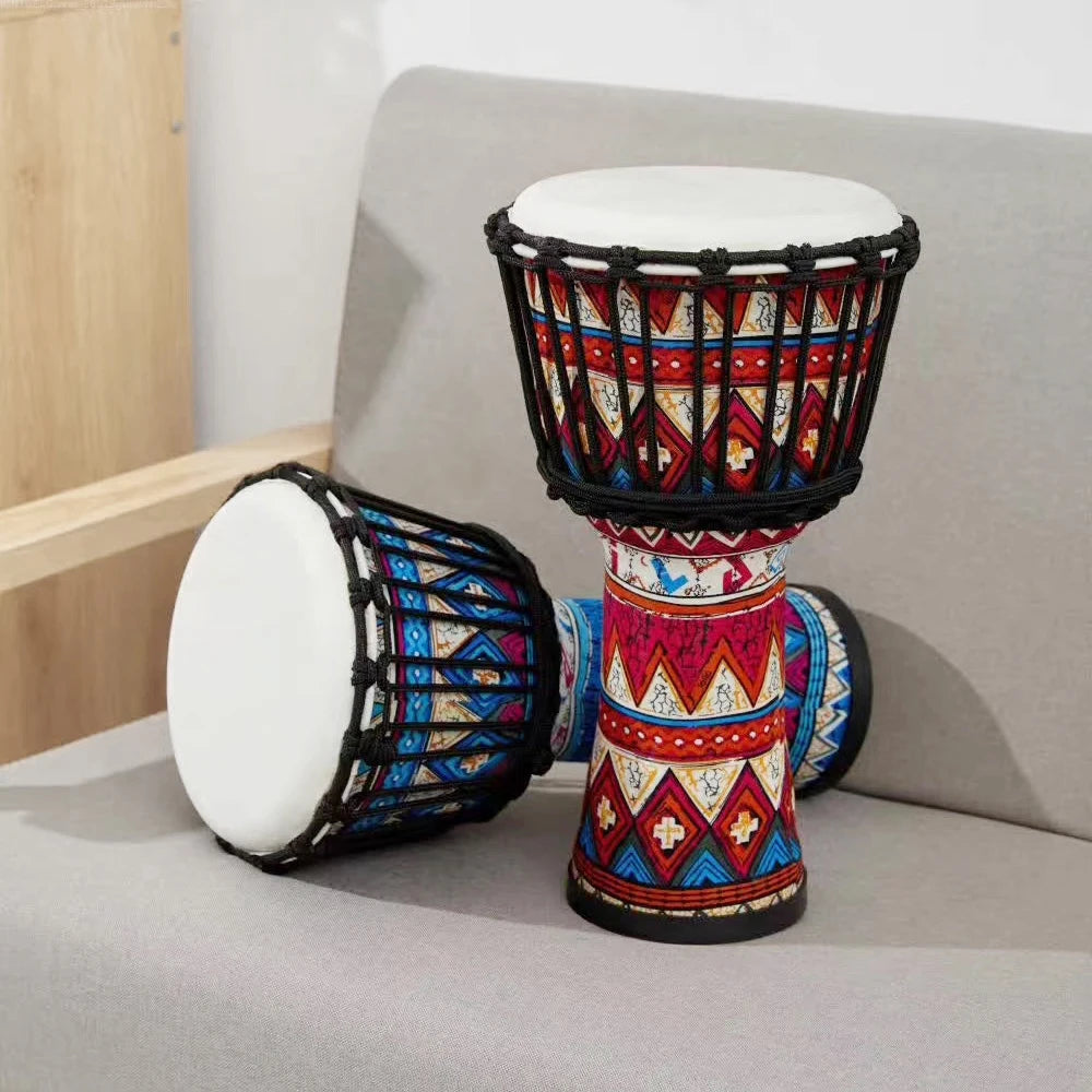 Djembe Africano 8'' Portatile - Tamburo a Mano con Motivi Colorati 🎵