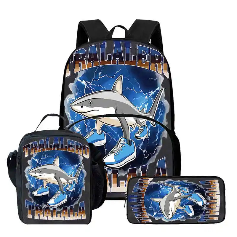 Set Zaino Scolastico 3 Pezzi - Zaino + Portapranzo + Astuccio (5-10 Anni)