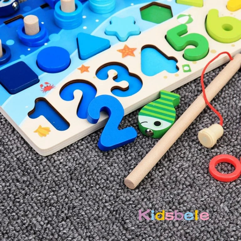 Set Educativo Legno - Puzzle, Conteggio, Pesca Magnetica Montessori 3+