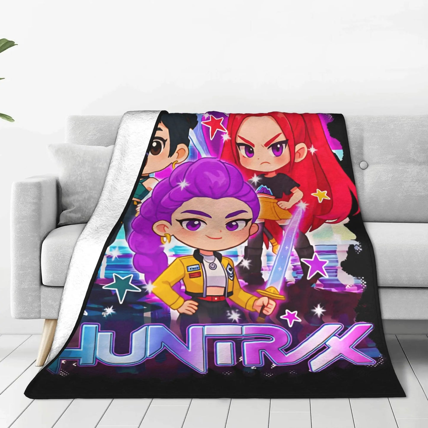 Coperta KPop Demon Hunters 100% Poliestere Peluche, 150x100cm, Inverno Regalo Natale