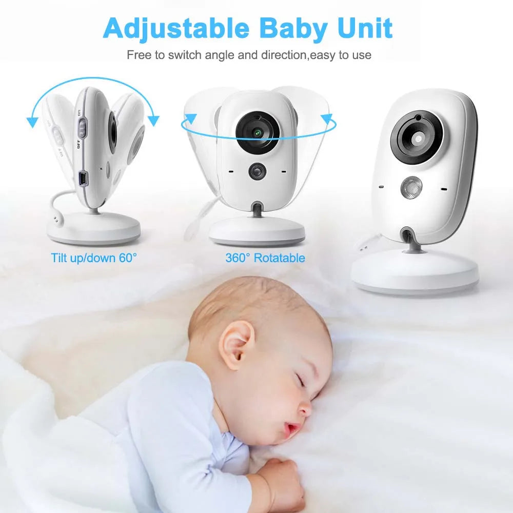 Baby Monitor 3.5'' HD con Visione Notturna, 2 Vie Audio, Sensore Temperatura