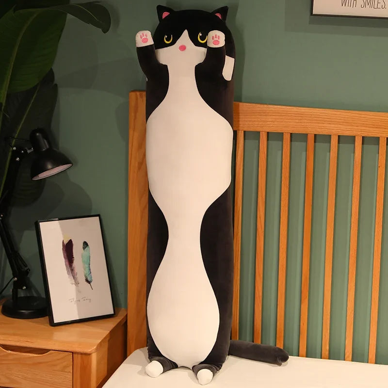 🐾 Cuscino Peluche Gatto Dormiente | Ultra-Squishy | Anti-Stress | Per Gambe e Abbracci