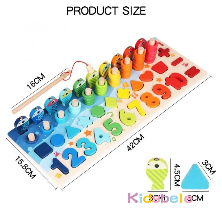 Set Educativo Legno - Puzzle, Conteggio, Pesca Magnetica Montessori 3+